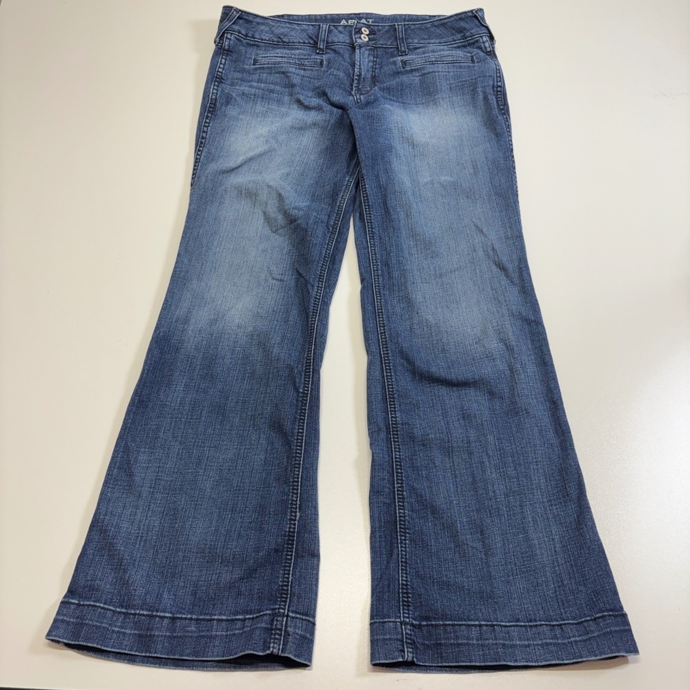 Ariat Denim Trouser Jeans 33R Wide Leg Flare Western Cowgirl Blue Y2K